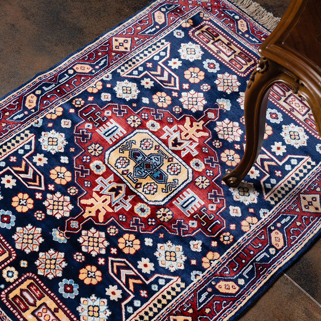 "Gonagkend" Caspian blue silk carpet